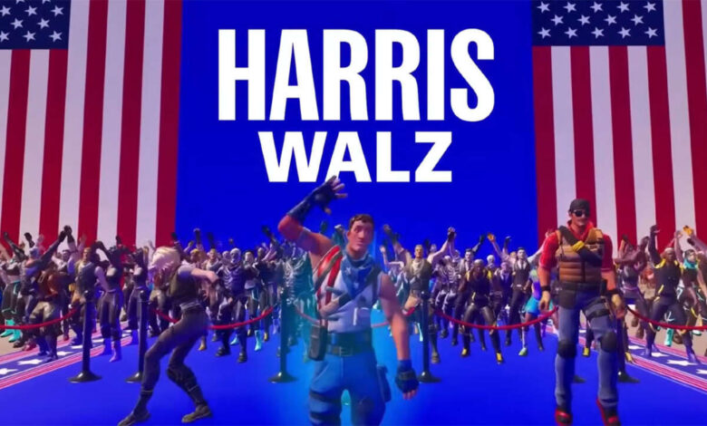 Kamala Harris e Tim Walz lançam seu próprio mapa Fortnite