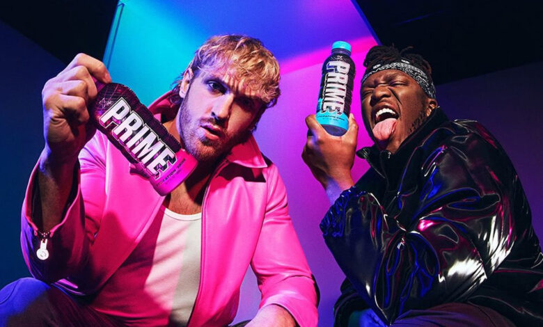 KSI and Logan Paul holding Ice Pop Prime Energy cans