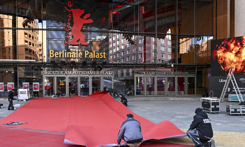 13 February 2024, Berlin: The red carpet is rolled out in front of the Berlinale Palast. The International Film Festival takes place from February 15 to 25. Photo: Jens Kalaene/dpa (Photo by Jens Kalaene/picture alliance via Getty Images)