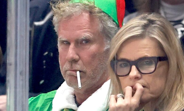 Will Ferrell apareceu como o desleixado Buddy the Elf no jogo do LA Kings