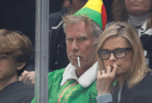 Will Ferrell se veste como Buddy the Elf no jogo de hóquei do LA Kings