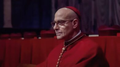 Stanley Tucci no público de 'Conclave' e sequência de 'Devil Wears Prada'