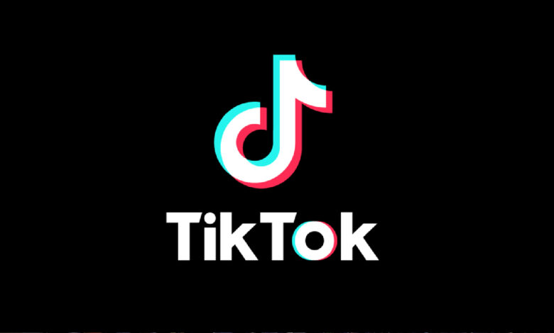 The TikTok Shop logo on a shopping bag thrown on the ground, surrounded by pine needles and grass.