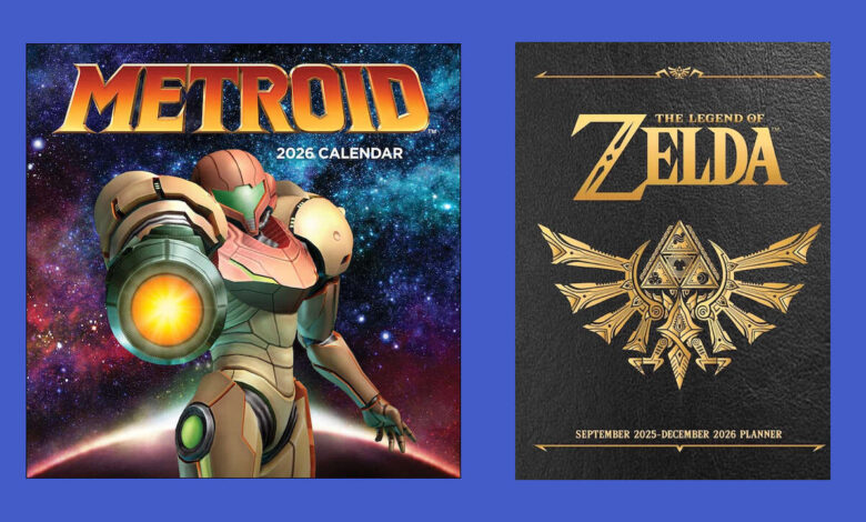 Pré-encomendas do calendário e planejador Nintendo 2026 – Metroid Prime, Zelda e muito mais