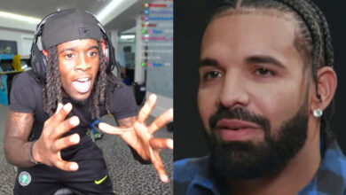 Kai Cenat between Drake and Kendrick Lamar