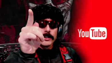 dr disrespect in front of down arrows with youtube and rumble logos