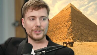 Logan Paul is pictured over a background of the pyramids.