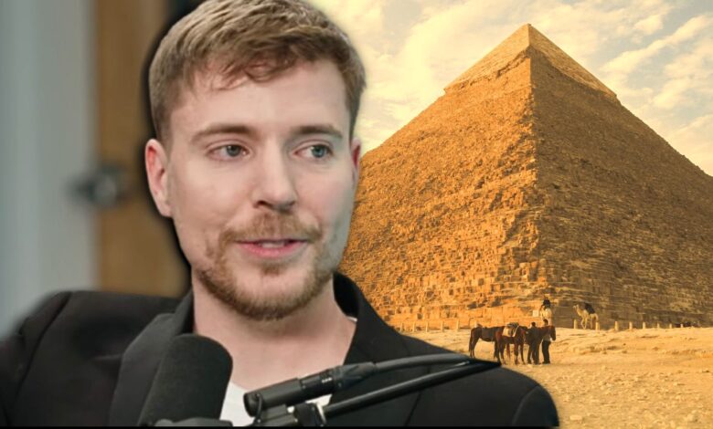 Logan Paul is pictured over a background of the pyramids.