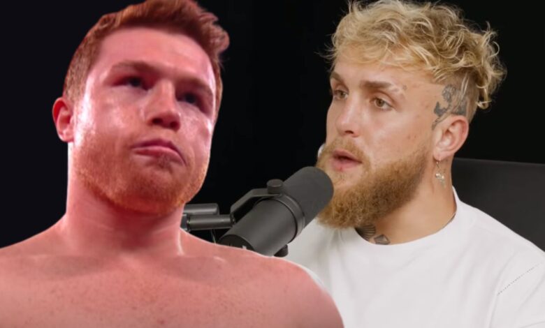 Jake Paul next to Canelo Alvarez